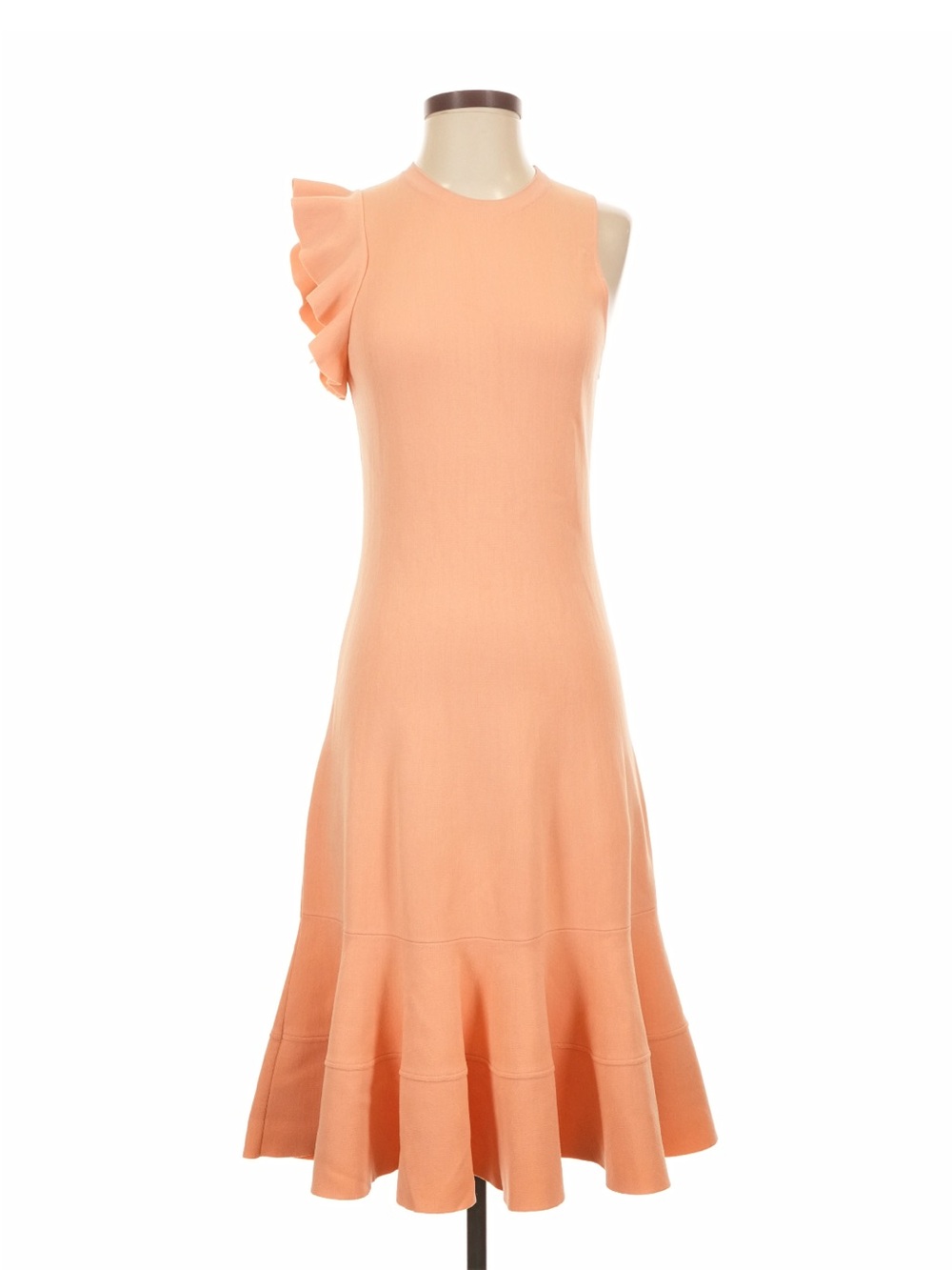 Proenza Schouler Peach Ruffle-Sleeve Midi Dress